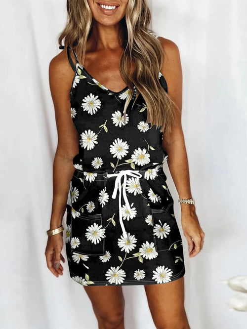Daisy Pocket Drawstring Mini Dress