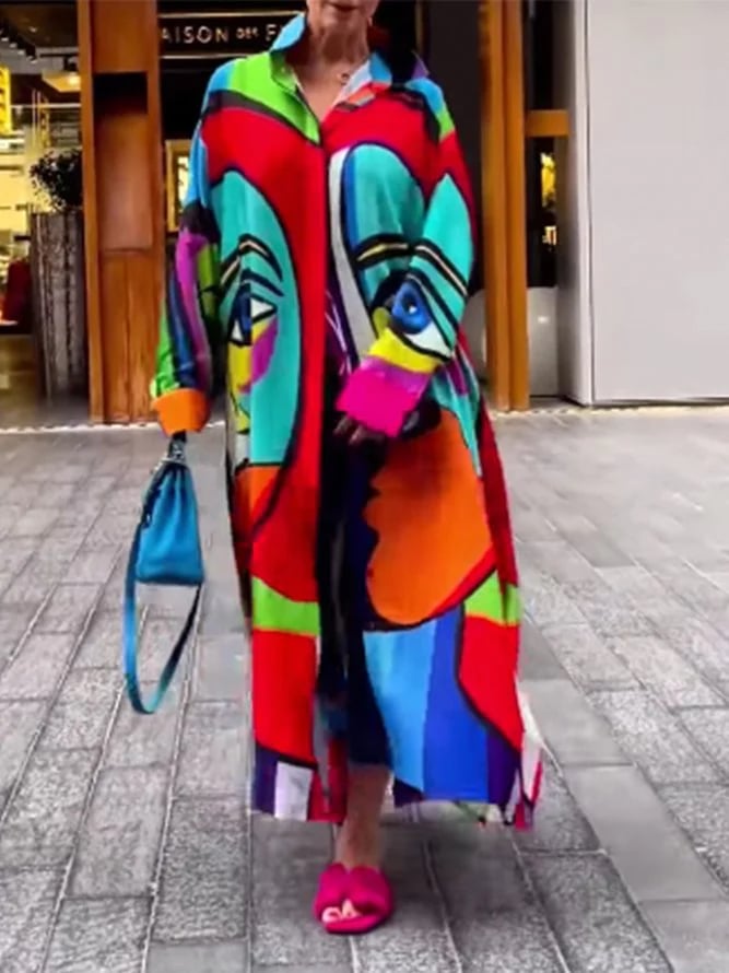 🔥Buy 2 Free Shipping Only Today!🔥Women's Abstract Shirt Collar Dress